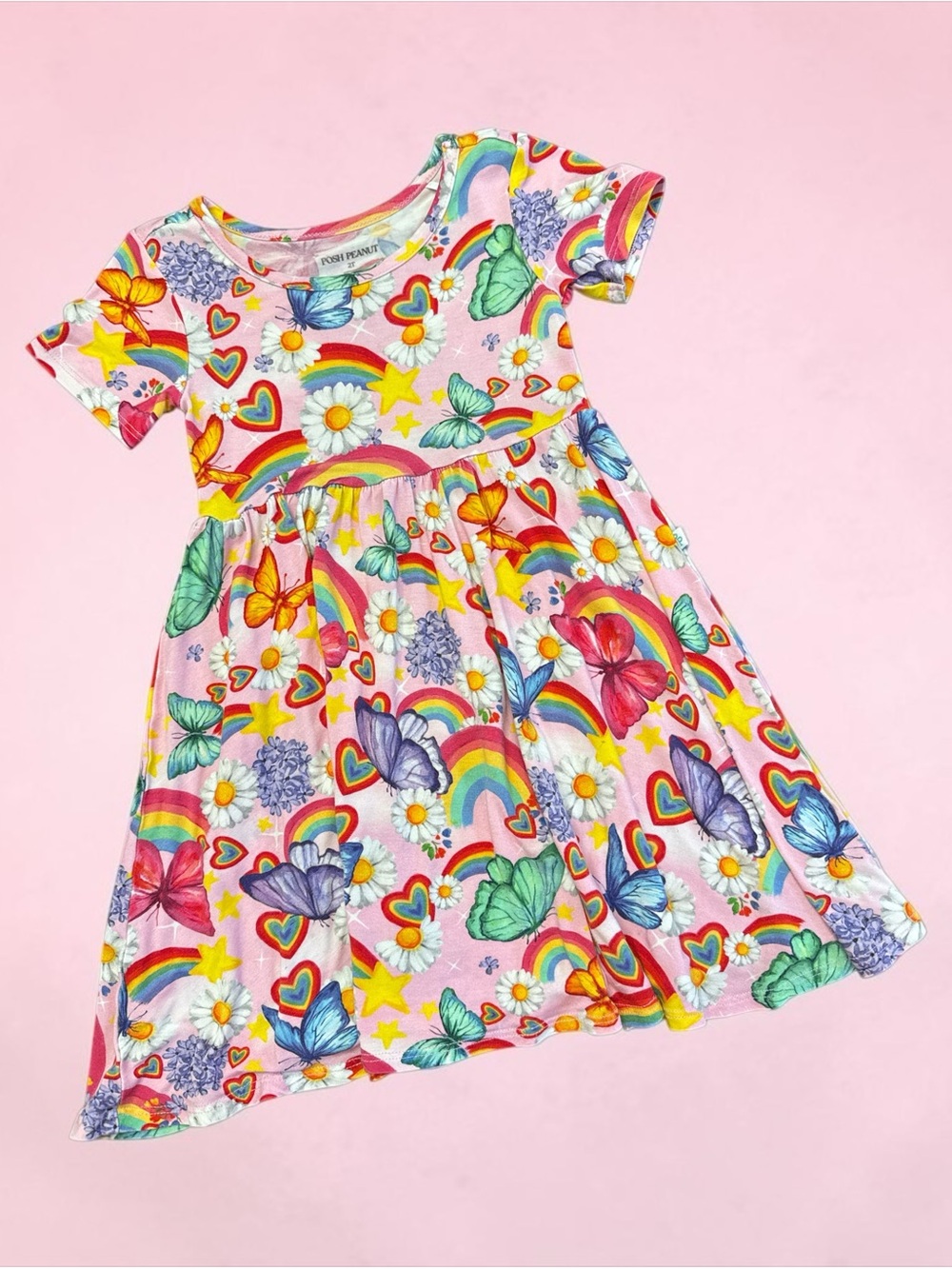 Posh Peanut Watercolor Butterfly Twirl Dress - Size 2T